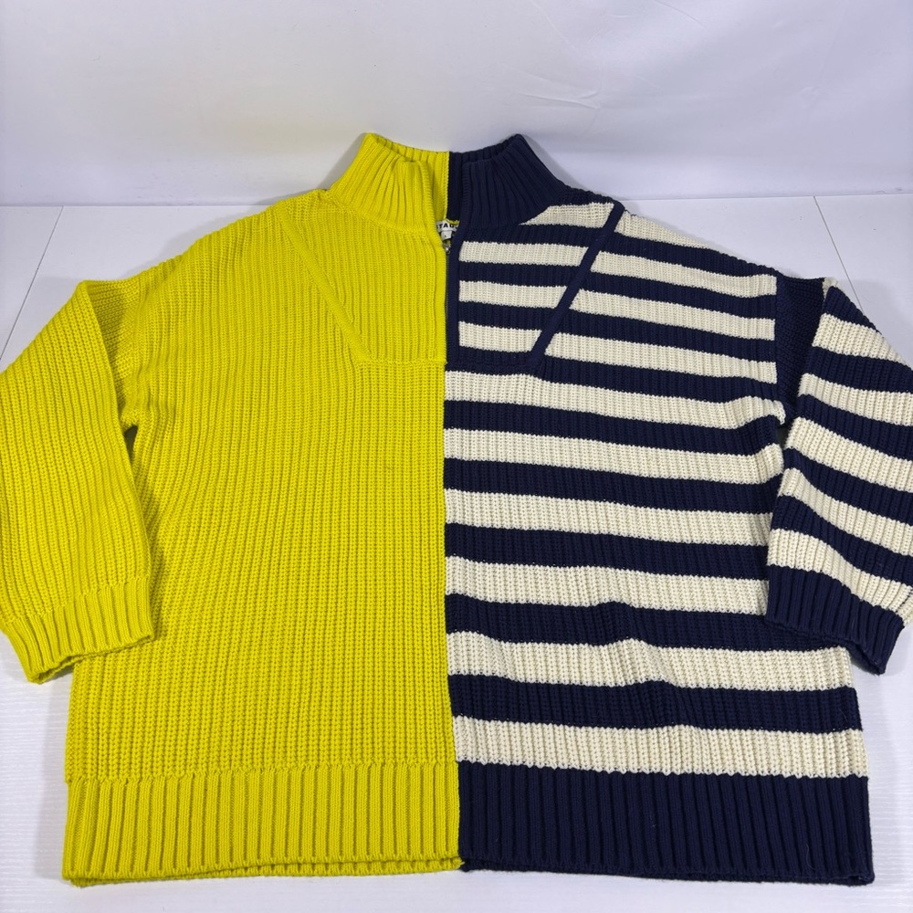 NWT STAUD Hampton Oversized Two Tone Chartreuse Sweater Size Large - Picture 4 of 8